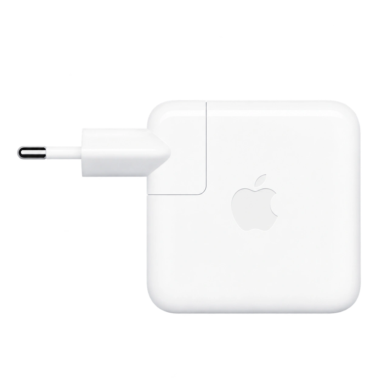 Apple 70 W USB-C-lader sett fra siden med europeisk støpsel