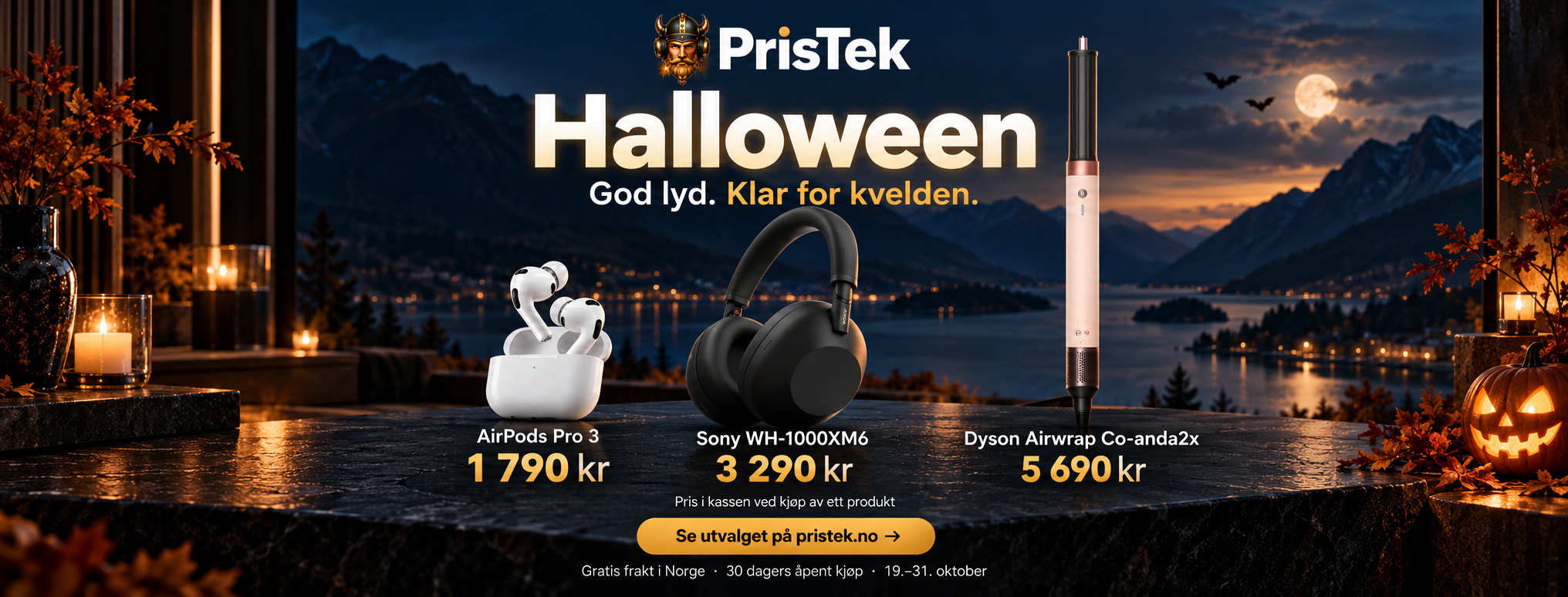 Halloween hos PrisTek. God lyd. Klar for kvelden.