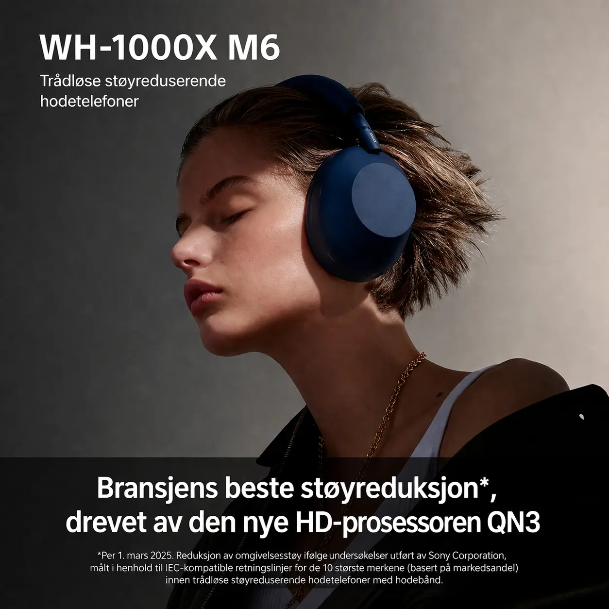 Sony WH-1000XM6 med støydemping