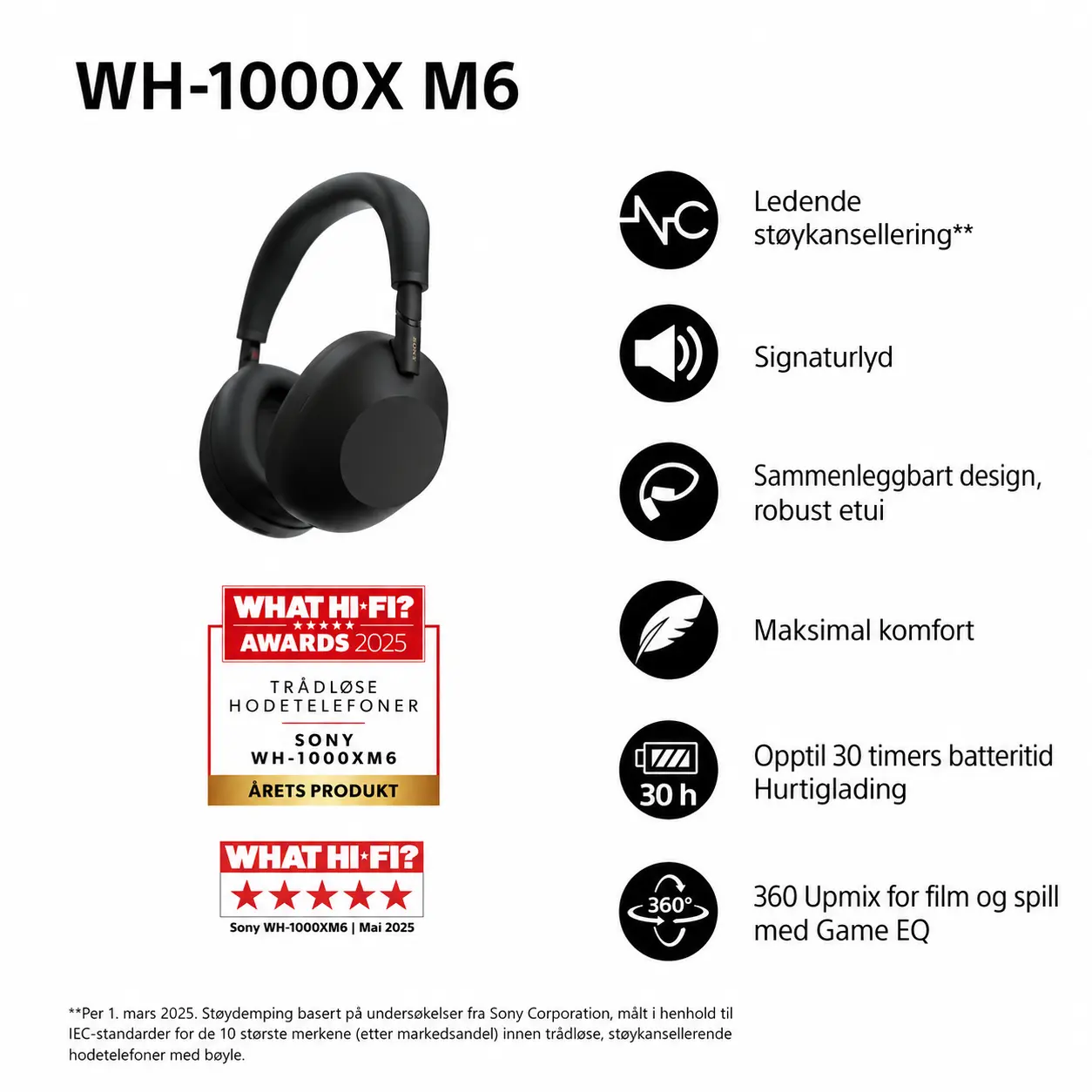Sony WH-1000XM6 livsstilsbilde